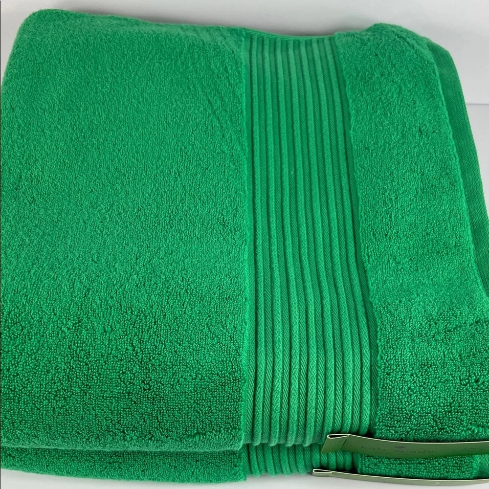 Kate Spade Bath Towel Set Vibrant Kelly Green Cotton Soft Plush Set of 2 NEW